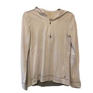 ALO Womens Size Medium White 1/4 Zip Athletic Activewear Pullover Hoodie Jacket